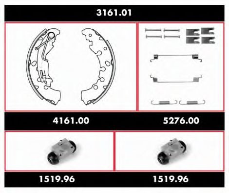 Комплект тормозов, барабанный тормозной механизм WOKING 3161.01