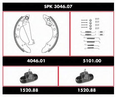 Комплект тормозов, барабанный тормозной механизм WOKING SPK 3046.07