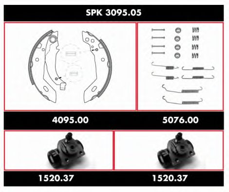 Комплект тормозов, барабанный тормозной механизм WOKING SPK 3095.05