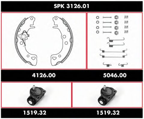 Комплект тормозов, барабанный тормозной механизм WOKING SPK 3126.01