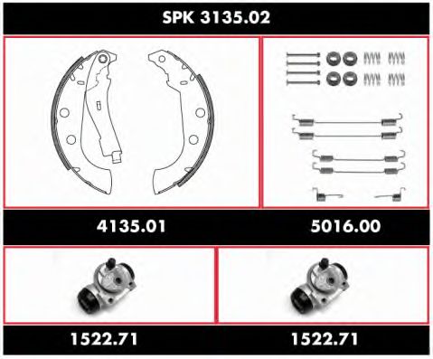 Комплект тормозов, барабанный тормозной механизм WOKING SPK 3135.02