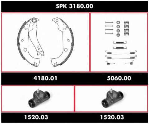 Комплект тормозов, барабанный тормозной механизм WOKING SPK 3180.00