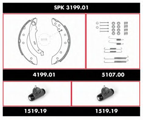 Комплект тормозов, барабанный тормозной механизм WOKING SPK 3199.01