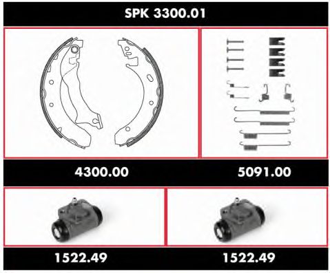 Комплект тормозов, барабанный тормозной механизм WOKING SPK 3300.01