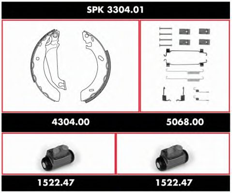 Комплект тормозов, барабанный тормозной механизм WOKING SPK 3304.01