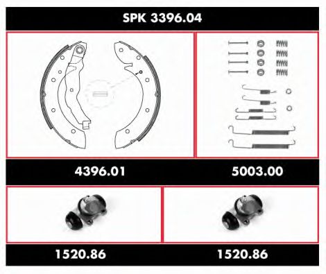 Комплект тормозов, барабанный тормозной механизм WOKING SPK 3396.04