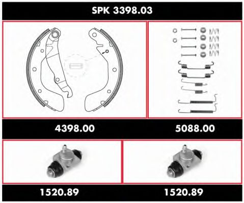 Комплект тормозов, барабанный тормозной механизм WOKING SPK 3398.03