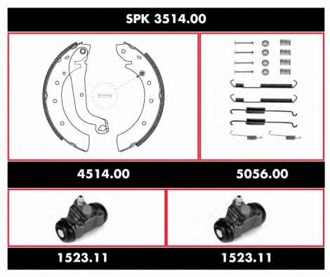 Комплект тормозов, барабанный тормозной механизм WOKING SPK 3514.00