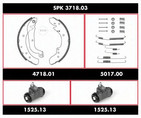 Комплект тормозов, барабанный тормозной механизм WOKING SPK 3718.03