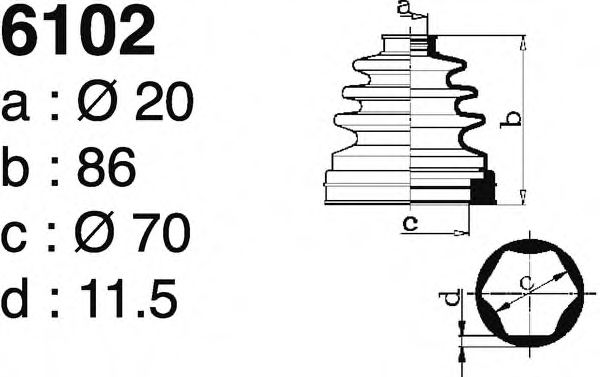 Комплект пылника, приводной вал DEPA 6102