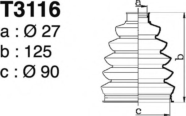 Комплект пылника, приводной вал DEPA T3116