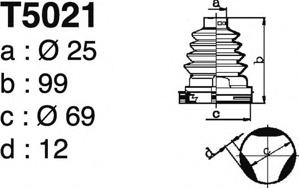 Комплект пылника, приводной вал DEPA T5021