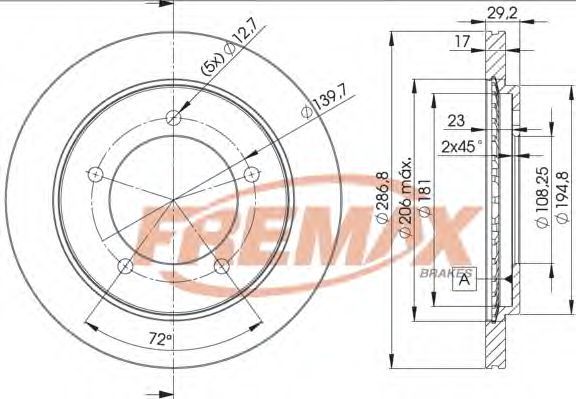 Тормозной диск FREMAX BD-2863