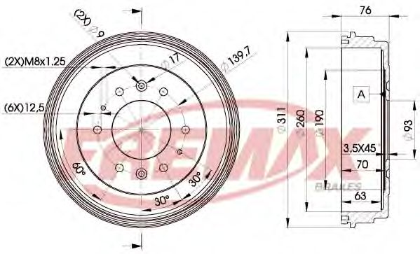 Тормозной барабан FREMAX BD-0006