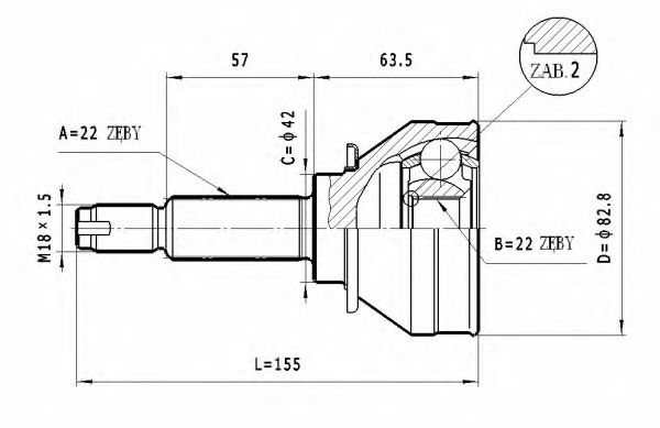 Шарнирный комплект, приводной вал STATIM C.007