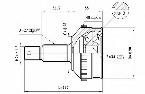 Шарнирный комплект, приводной вал STATIM C.132