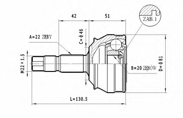 Шарнирный комплект, приводной вал STATIM C.149