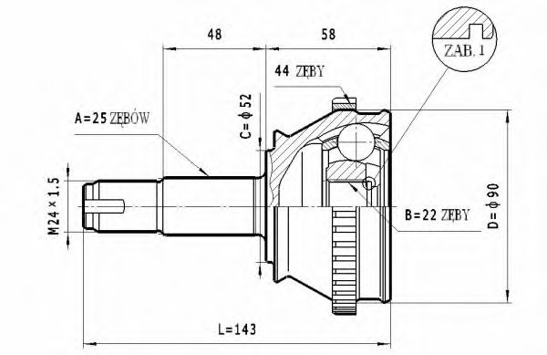 Шарнирный комплект, приводной вал STATIM C.166