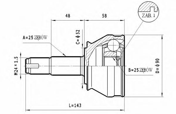 Шарнирный комплект, приводной вал STATIM C.167