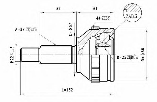 Шарнирный комплект, приводной вал STATIM C.207