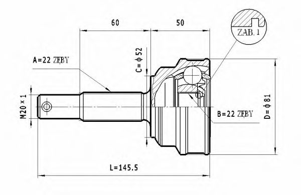 Шарнирный комплект, приводной вал STATIM C.234