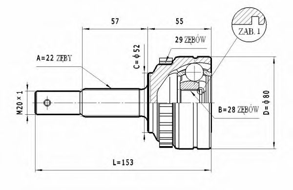 Шарнирный комплект, приводной вал STATIM C.237