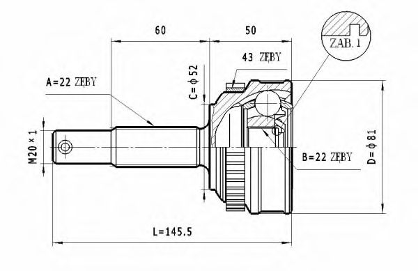 Шарнирный комплект, приводной вал STATIM C.247