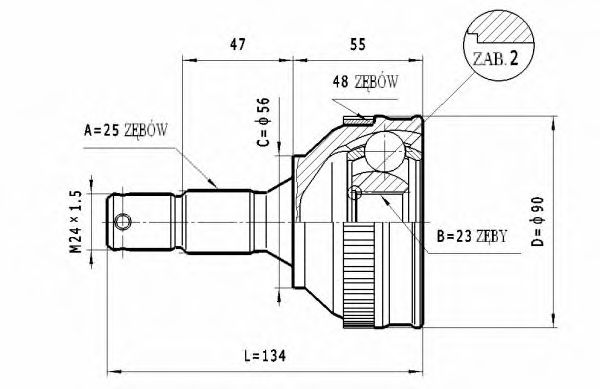 Шарнирный комплект, приводной вал STATIM C.260
