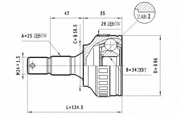 Шарнирный комплект, приводной вал STATIM C.266