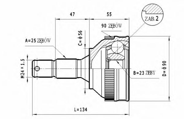 Шарнирный комплект, приводной вал STATIM C.267