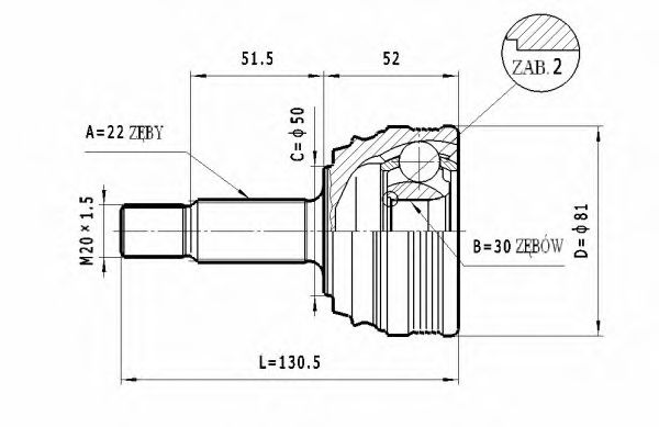 Шарнирный комплект, приводной вал STATIM C.285