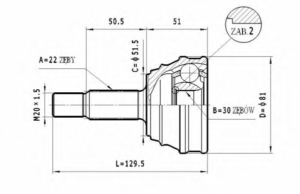 Шарнирный комплект, приводной вал STATIM C.319