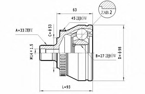 Шарнирный комплект, приводной вал STATIM C.322