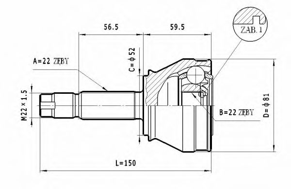 Шарнирный комплект, приводной вал STATIM C.329