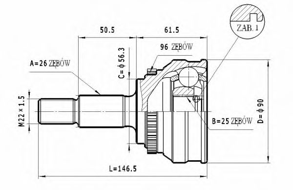 Шарнирный комплект, приводной вал STATIM C.331