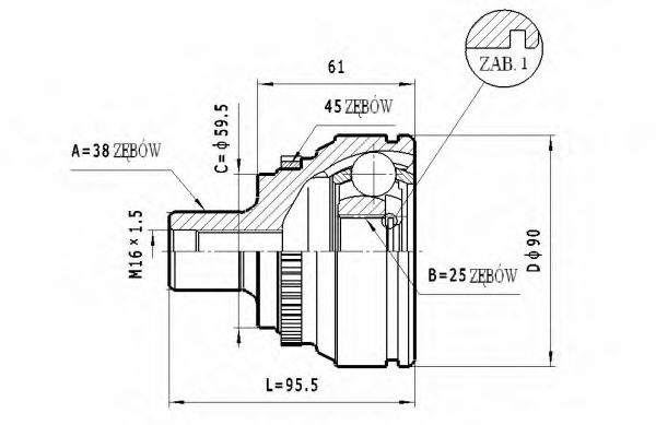 Шарнирный комплект, приводной вал STATIM C.336