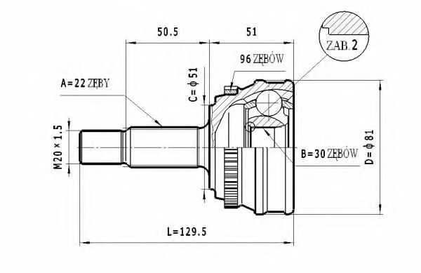 Шарнирный комплект, приводной вал STATIM C.341