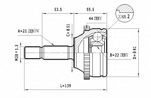 Шарнирный комплект, приводной вал STATIM C.362