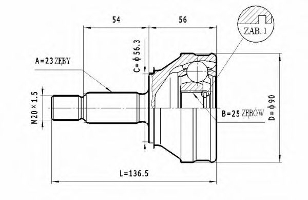 Шарнирный комплект, приводной вал STATIM C.364