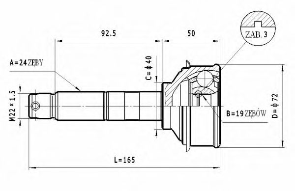 Шарнирный комплект, приводной вал STATIM C401