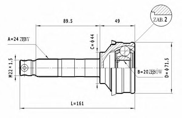 Шарнирный комплект, приводной вал STATIM C404