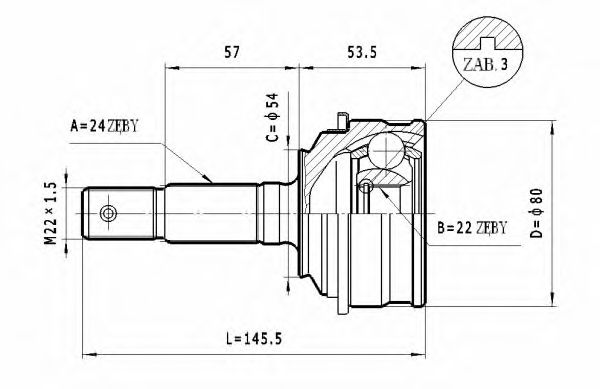 Шарнирный комплект, приводной вал STATIM C405