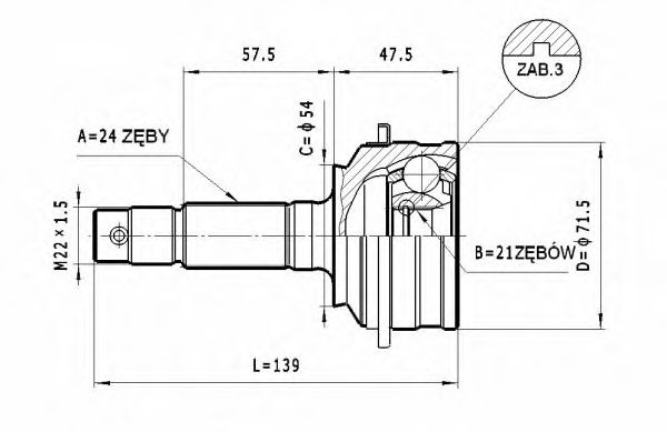 Шарнирный комплект, приводной вал STATIM C407