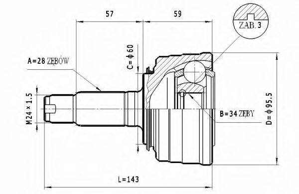 Шарнирный комплект, приводной вал STATIM C.422