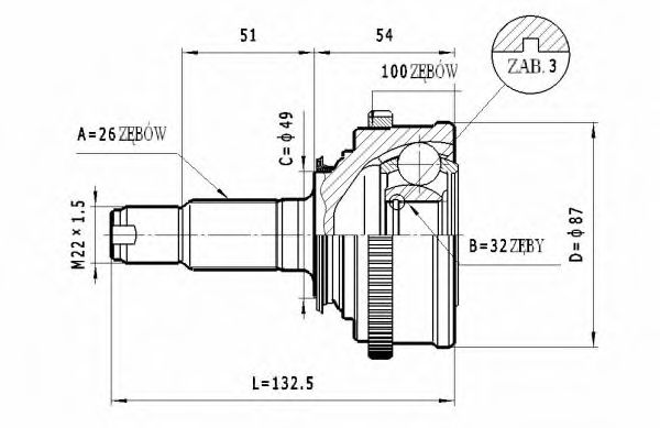 Шарнирный комплект, приводной вал STATIM C428