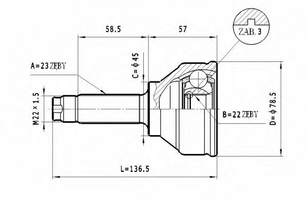 Шарнирный комплект, приводной вал STATIM C434