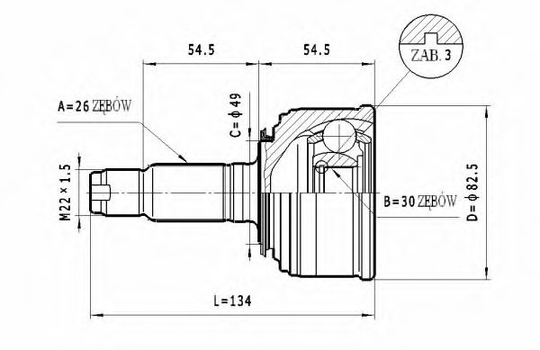 Шарнирный комплект, приводной вал STATIM C.444