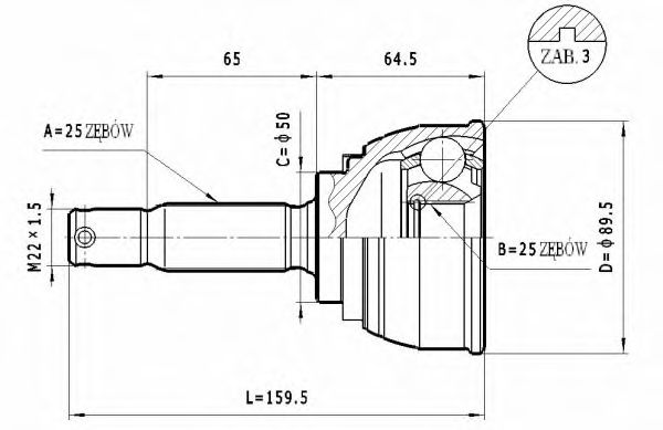 Шарнирный комплект, приводной вал STATIM C.455