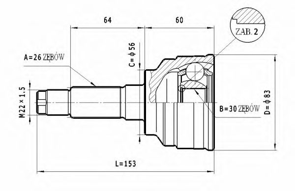 Шарнирный комплект, приводной вал STATIM C.464
