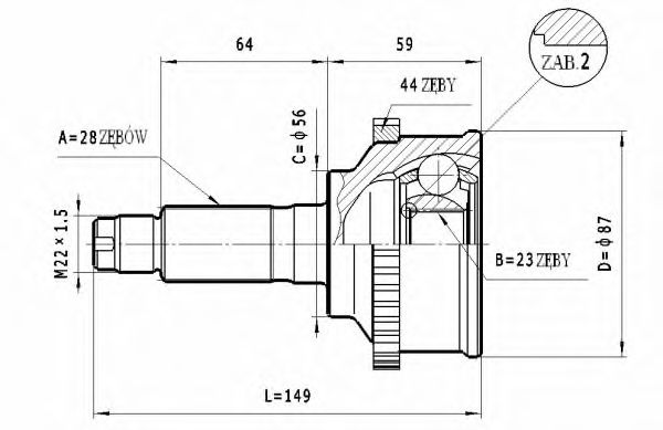 Шарнирный комплект, приводной вал STATIM C.479